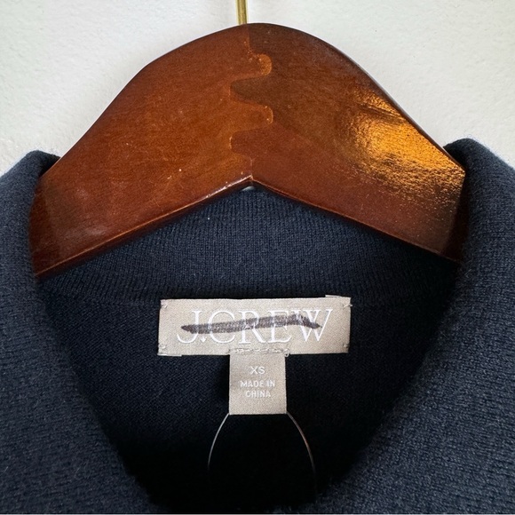 J. Crew Featherweight Cashmere Blend Long Sleeve Polo Shirt Navy Size XS NWT - Picture 6 of 7